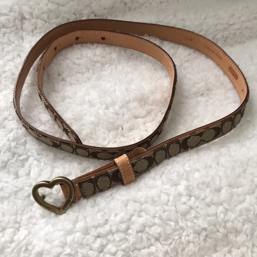 Coach Fabric Print Belt Heart Buckle SMALL